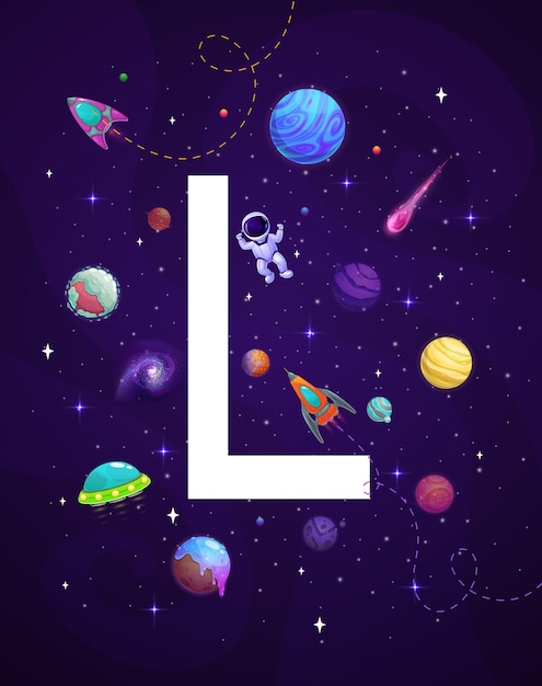 Cartoon Space Letter L Alphabet Typeface Backdrop 50580805