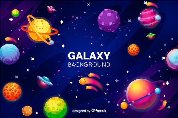 Galaxy Background With Colorful Planets 2920897