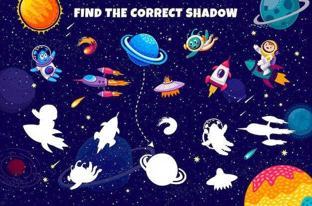 Kids Game Find Correct Shadow Of Space Objects 226603190
